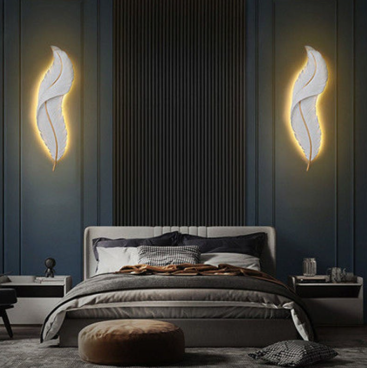 Modern LED wall lamp with sleek design, featuring adjustable arm and warm lighting for contemporary home decor.