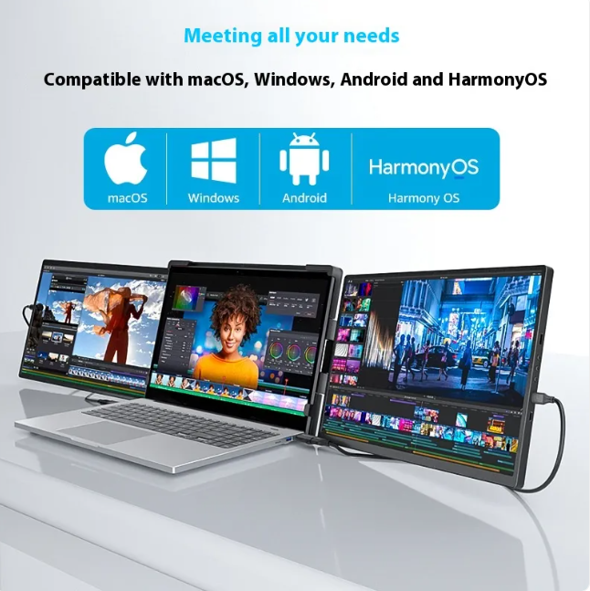 UrHomeSupplies Flex View 14.1-inch dual-screen portable monitor showing open dual display setup with sleek design