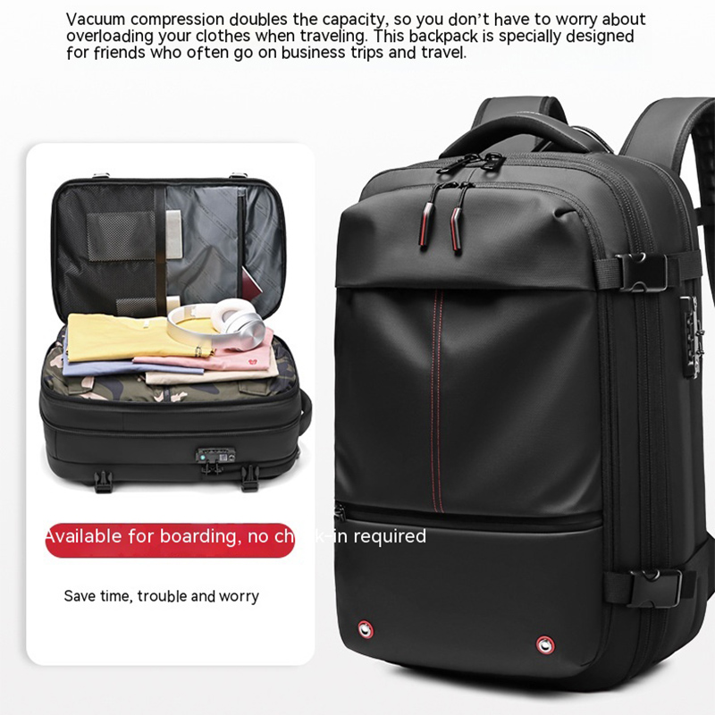 Large-capacity vacuum compression backpack by UrHomeSupplies with multiple compartments and ergonomic design for travel and storage.