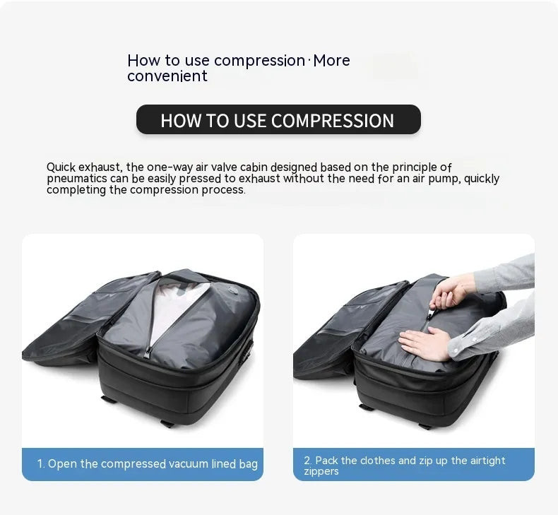 Large-capacity vacuum compression backpack by UrHomeSupplies featuring multiple compartments and adjustable straps.