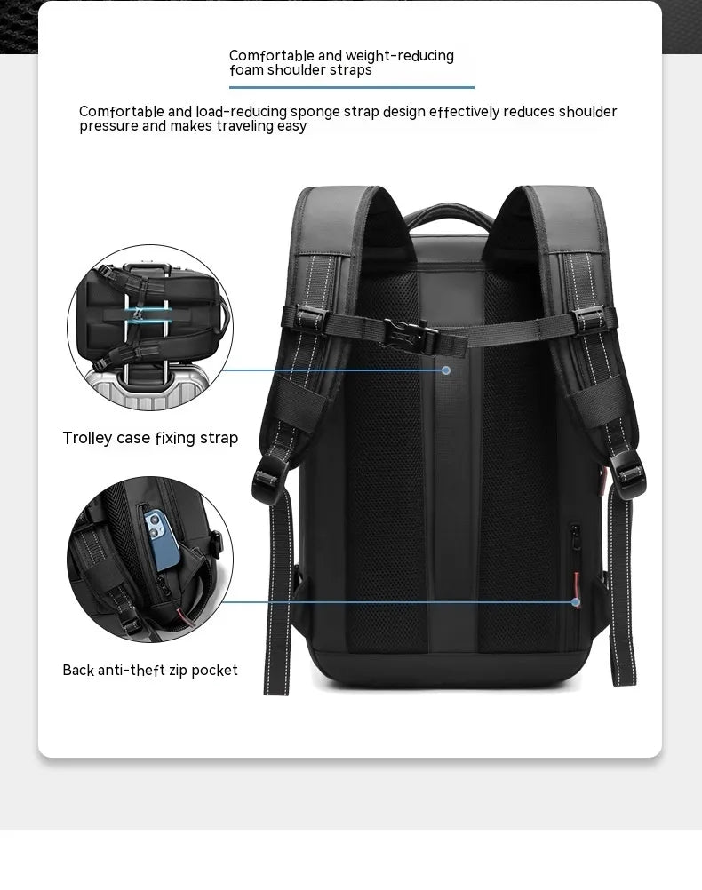 Large-capacity vacuum compression backpack from UrHomeSupplies, showing multiple compartments and sturdy straps for travel.